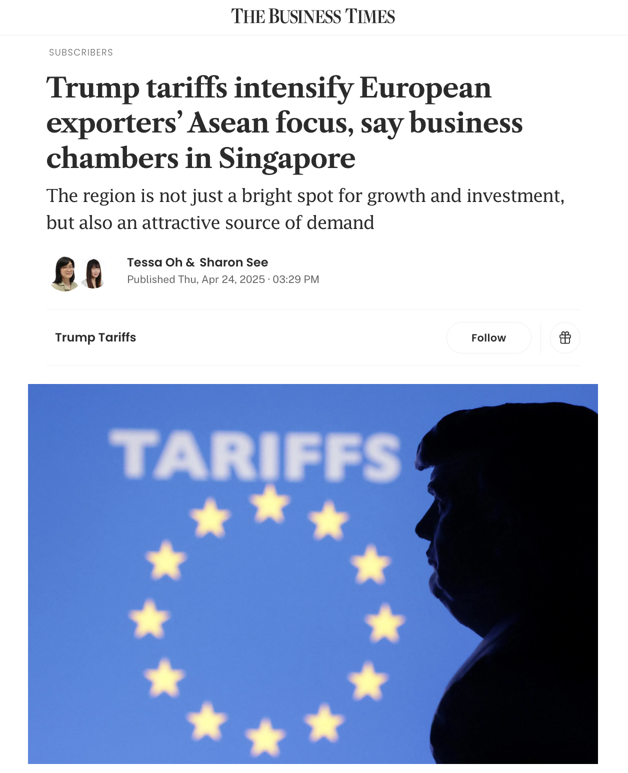 Trump tariffs intensify European exporters’ Asean focus, say business chambers in Singapore