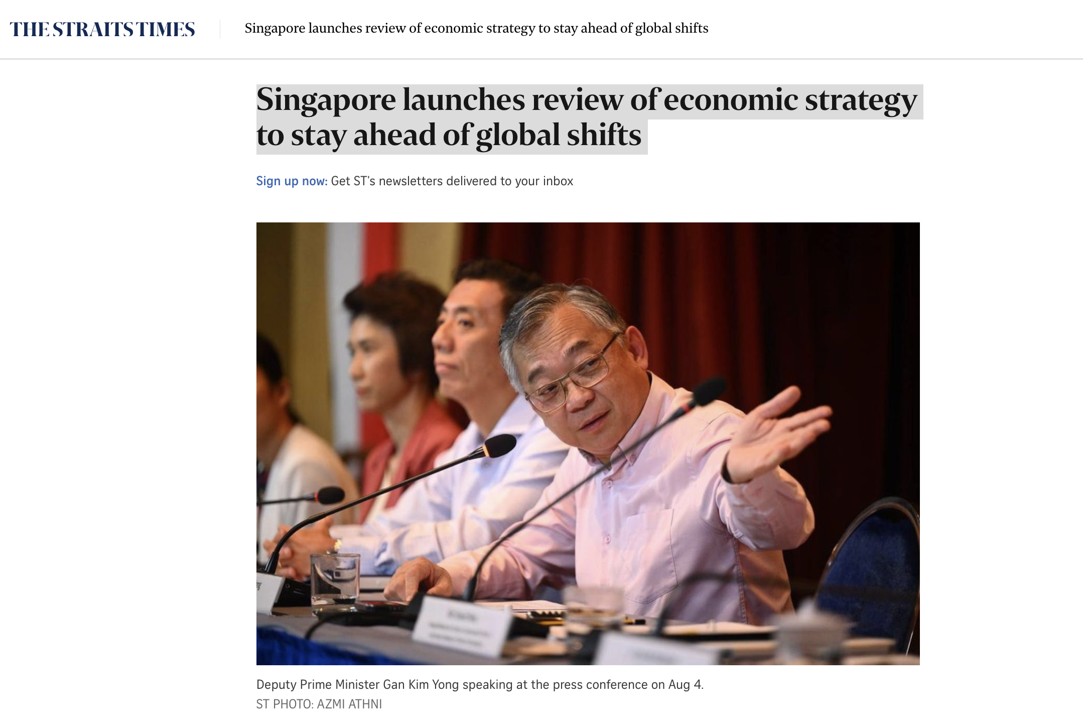 Singapore launches review of economic strategy to stay ahead of global shifts